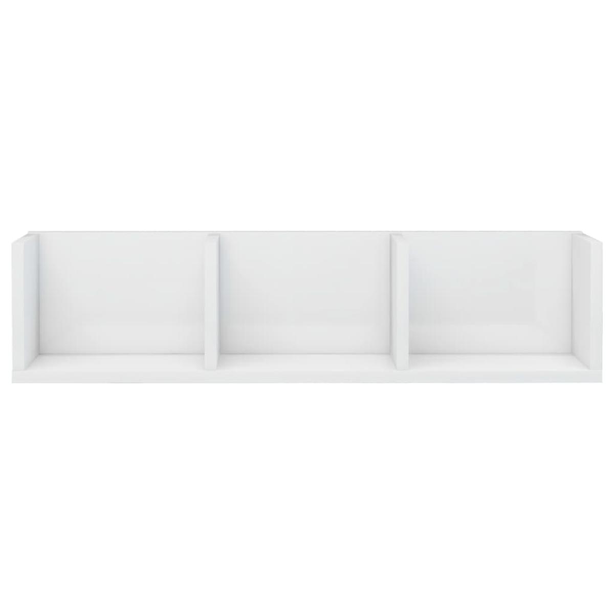 Estantería de pared CD contrachapada blanco brillo 75x18x18 cm