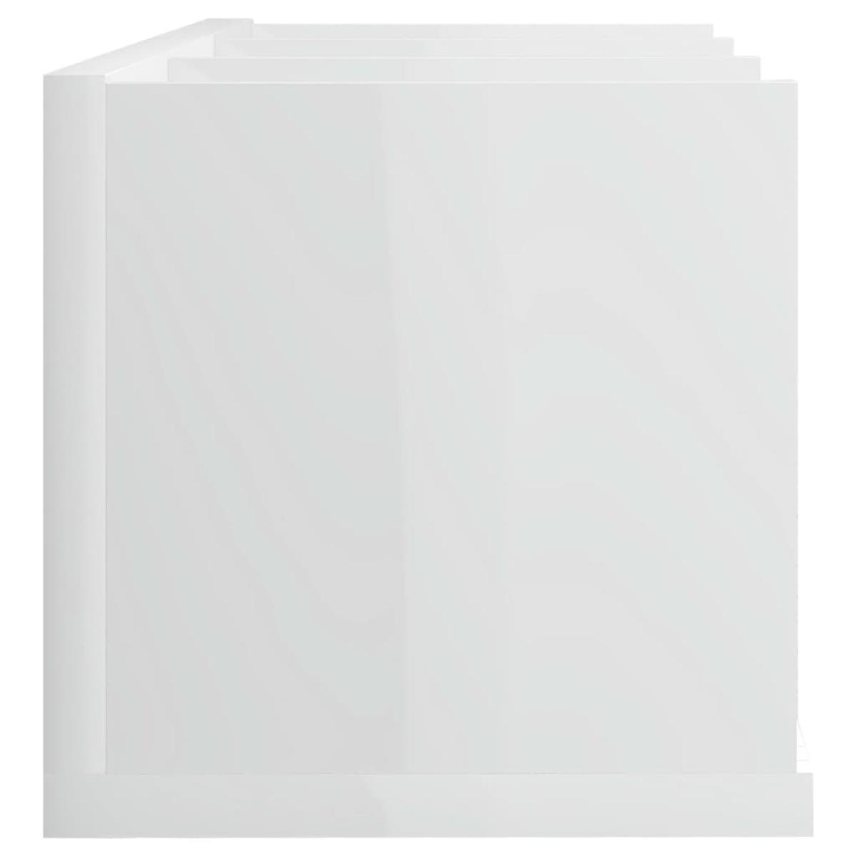 Estantería de pared CD contrachapada blanco brillo 75x18x18 cm