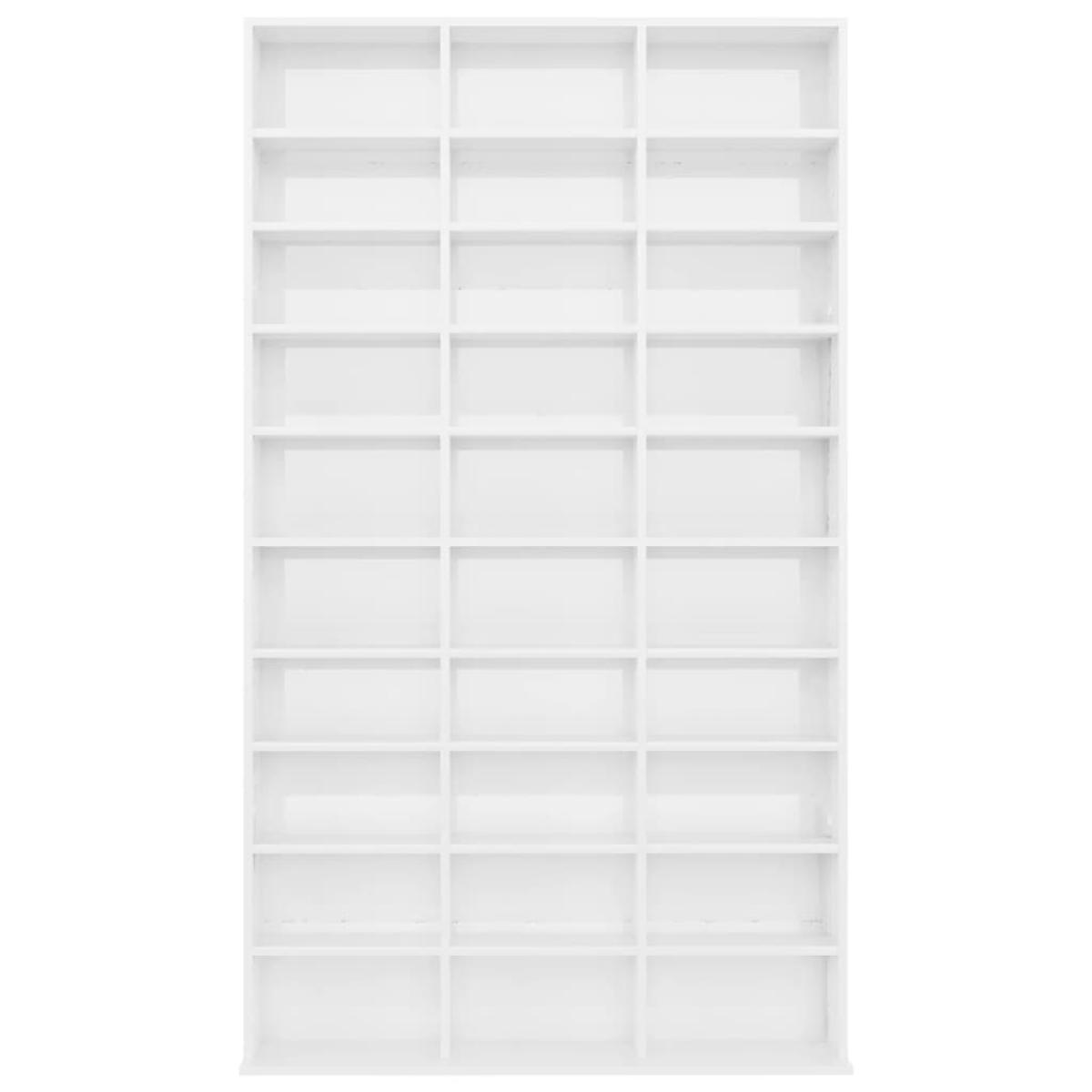Armario CDs madera contrachapada blanco brillo 102x16x177,5 cm