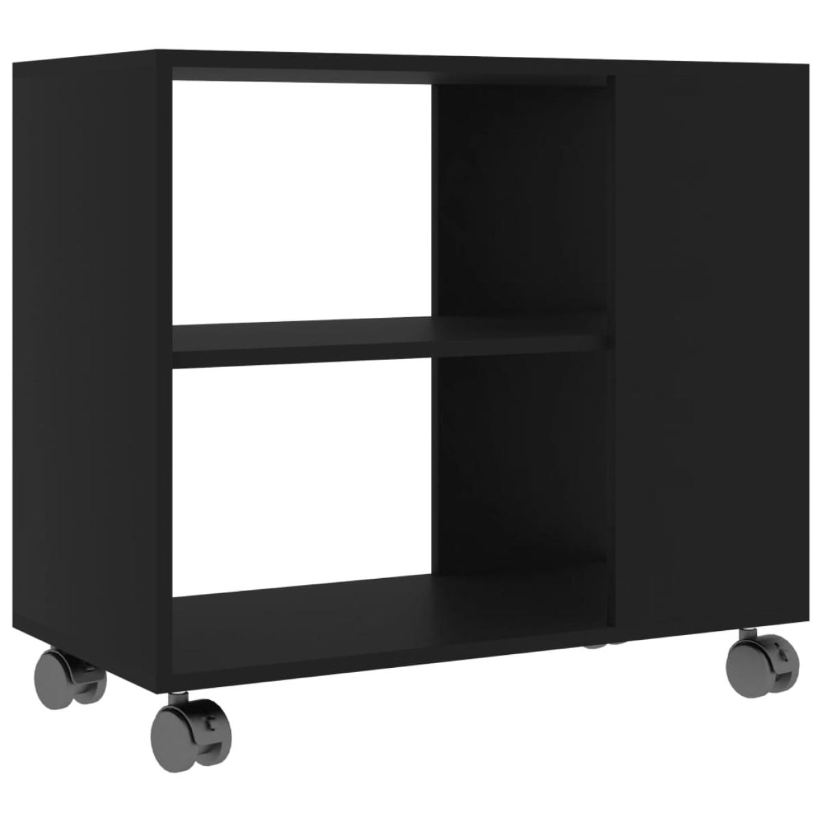 Mesa auxiliar de madera contrachapada negro 70x35x55 cm