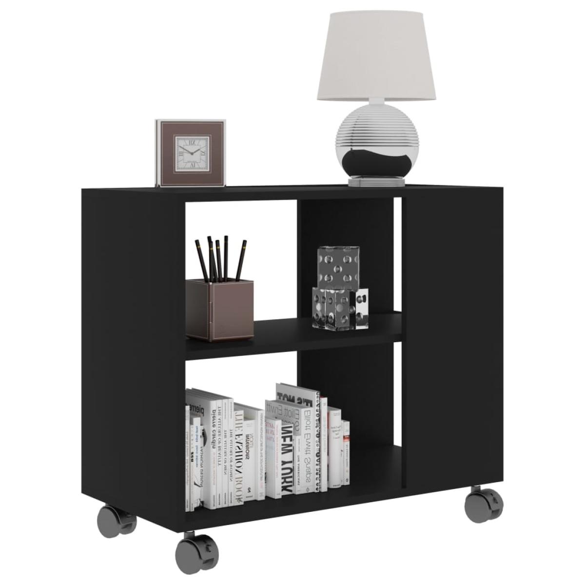 Mesa auxiliar de madera contrachapada negro 70x35x55 cm