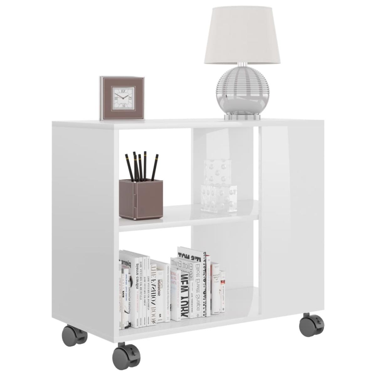 Mesa auxiliar madera contrachapada blanco brillante 70x35x55 cm
