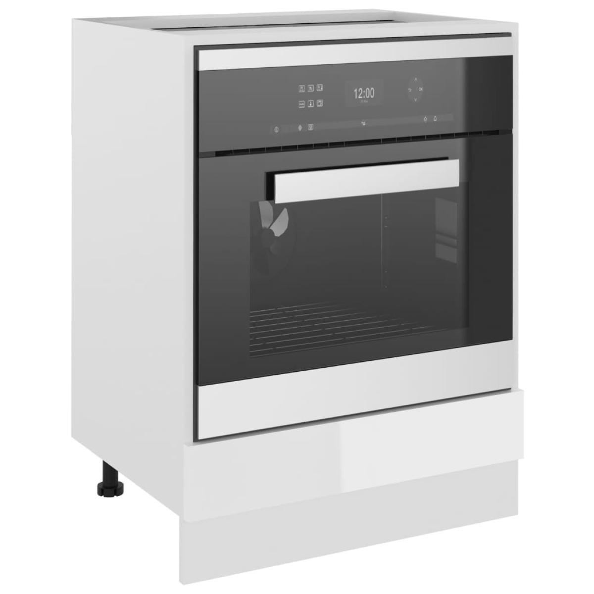 Armario de horno de contrachapada blanco brillo 60x46x81,5 cm