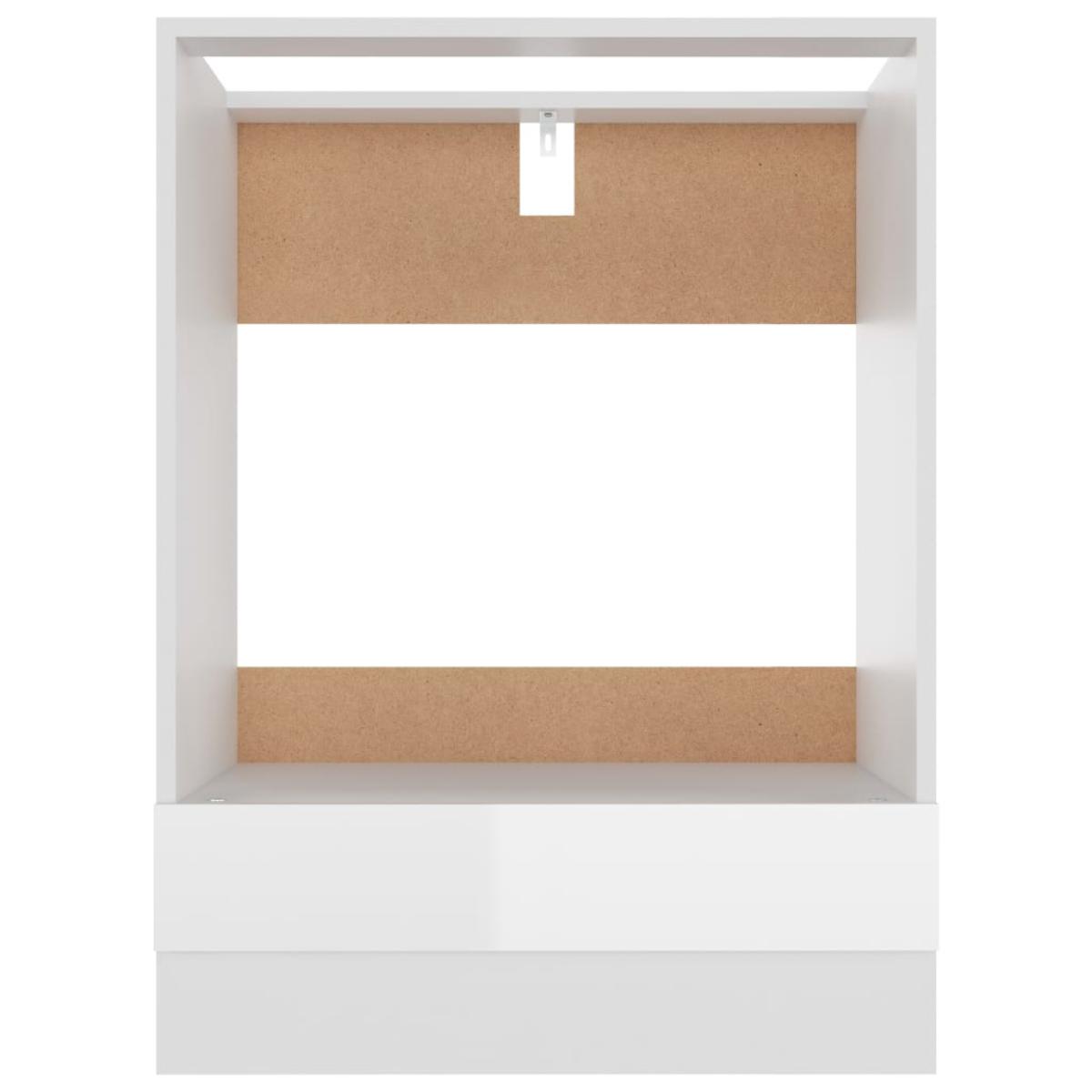 Armario de horno de contrachapada blanco brillo 60x46x81,5 cm