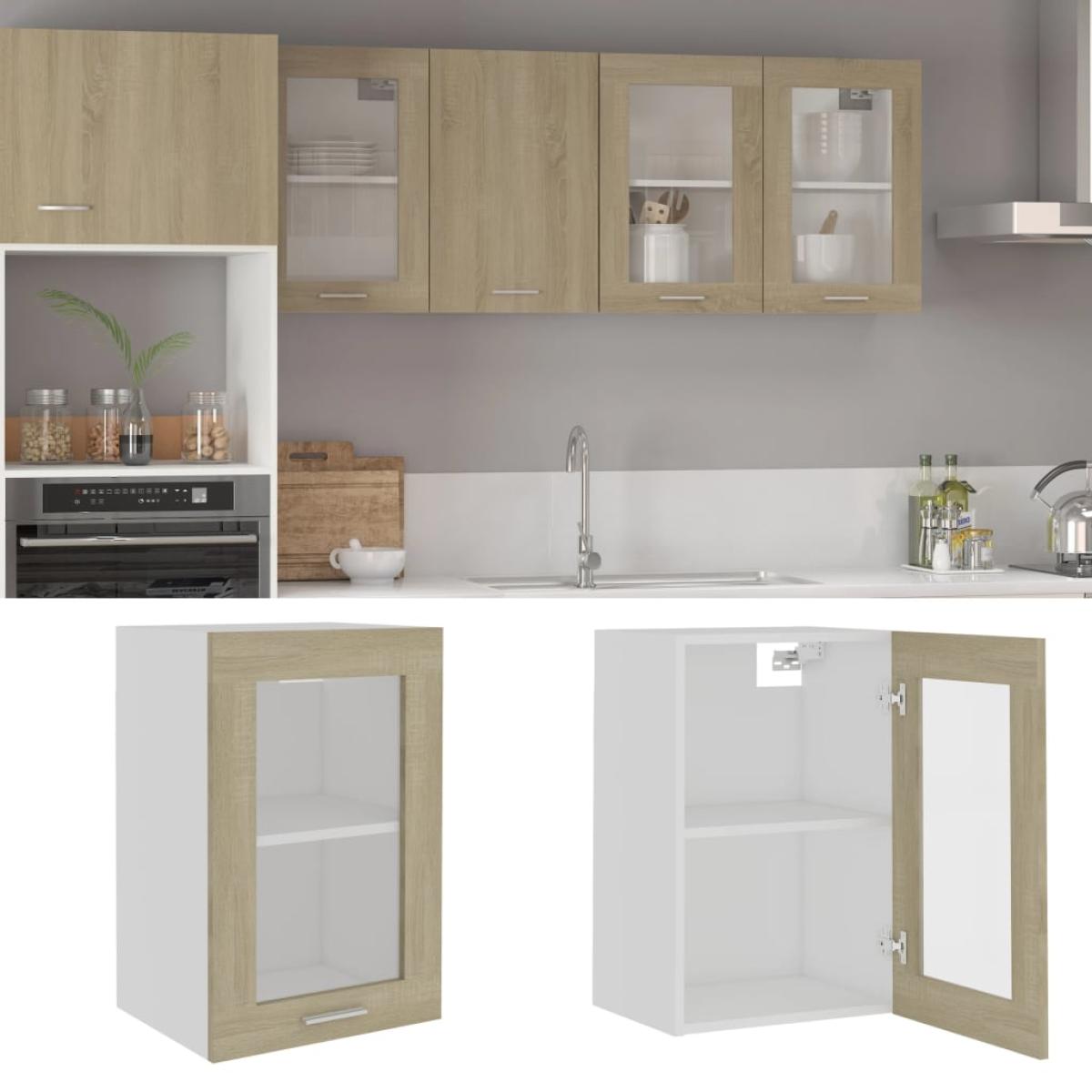 Armario colgante cristal contrachapada color roble 40x31x60 cm