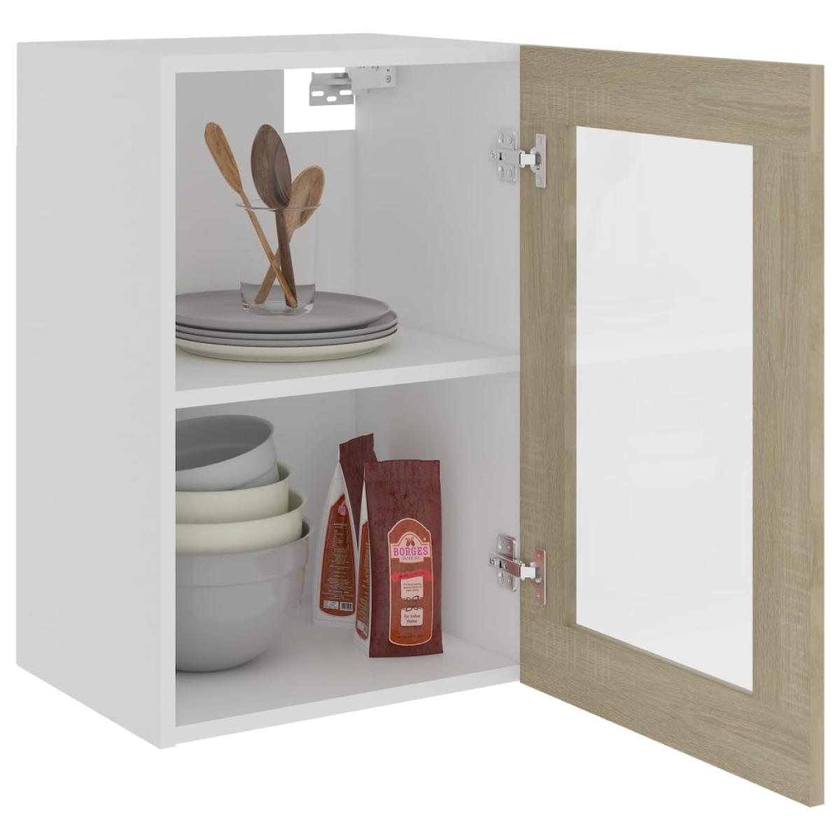 Armario colgante cristal contrachapada color roble 40x31x60 cm
