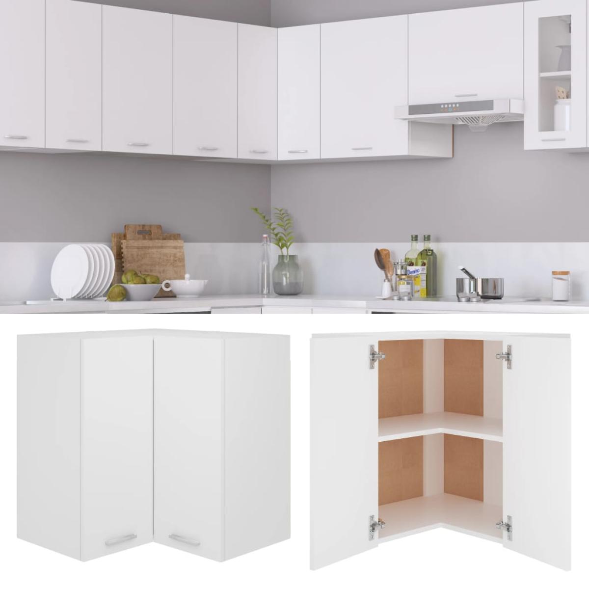 Armario colgante vidrio madera contrachapada blanco 57x57x60 cm