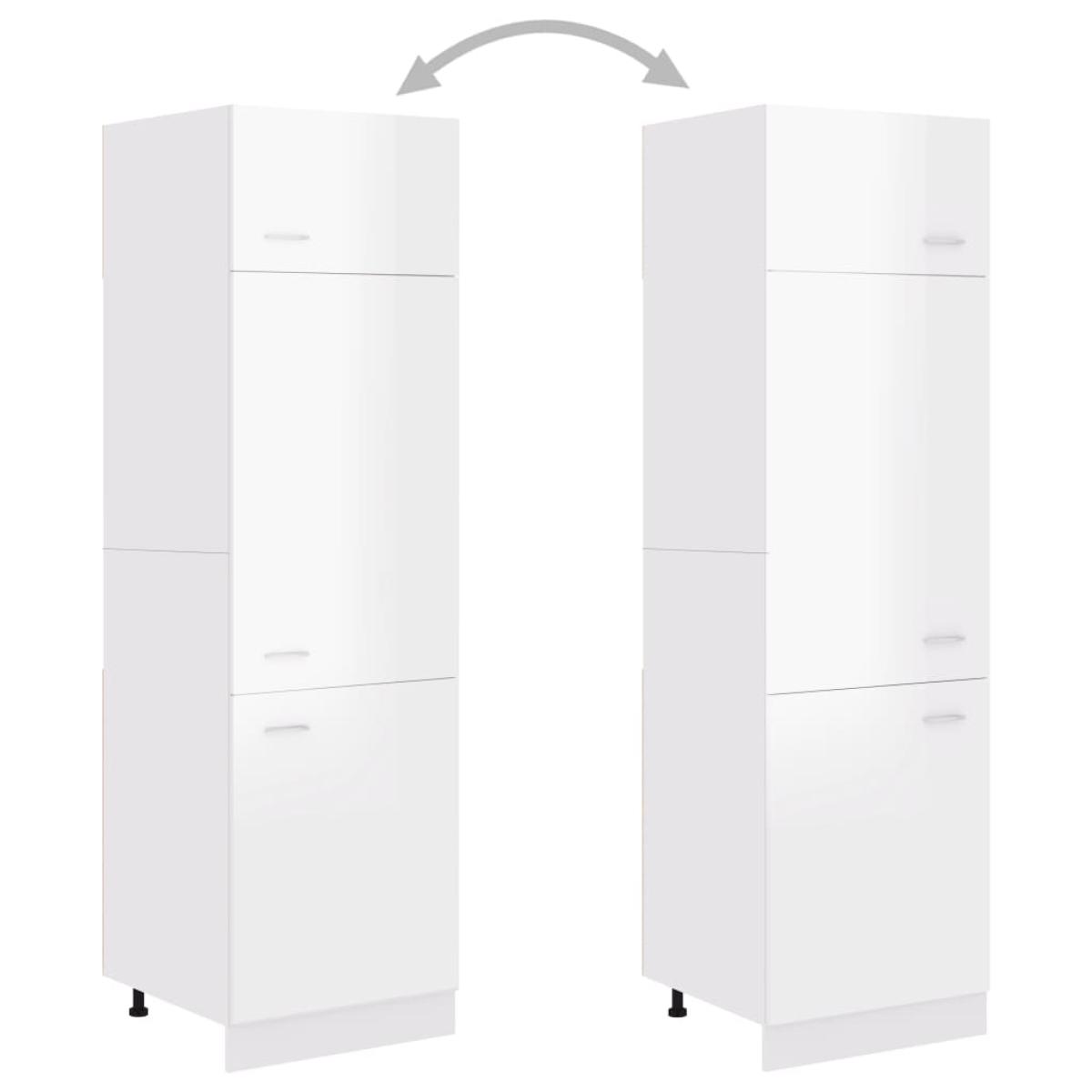Armario de frigorífico contrachapada blanco brillo 60x57x207 cm