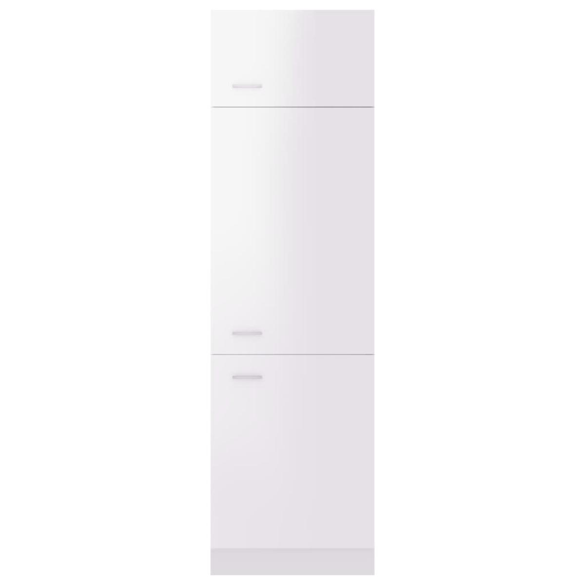 Armario de frigorífico contrachapada blanco brillo 60x57x207 cm
