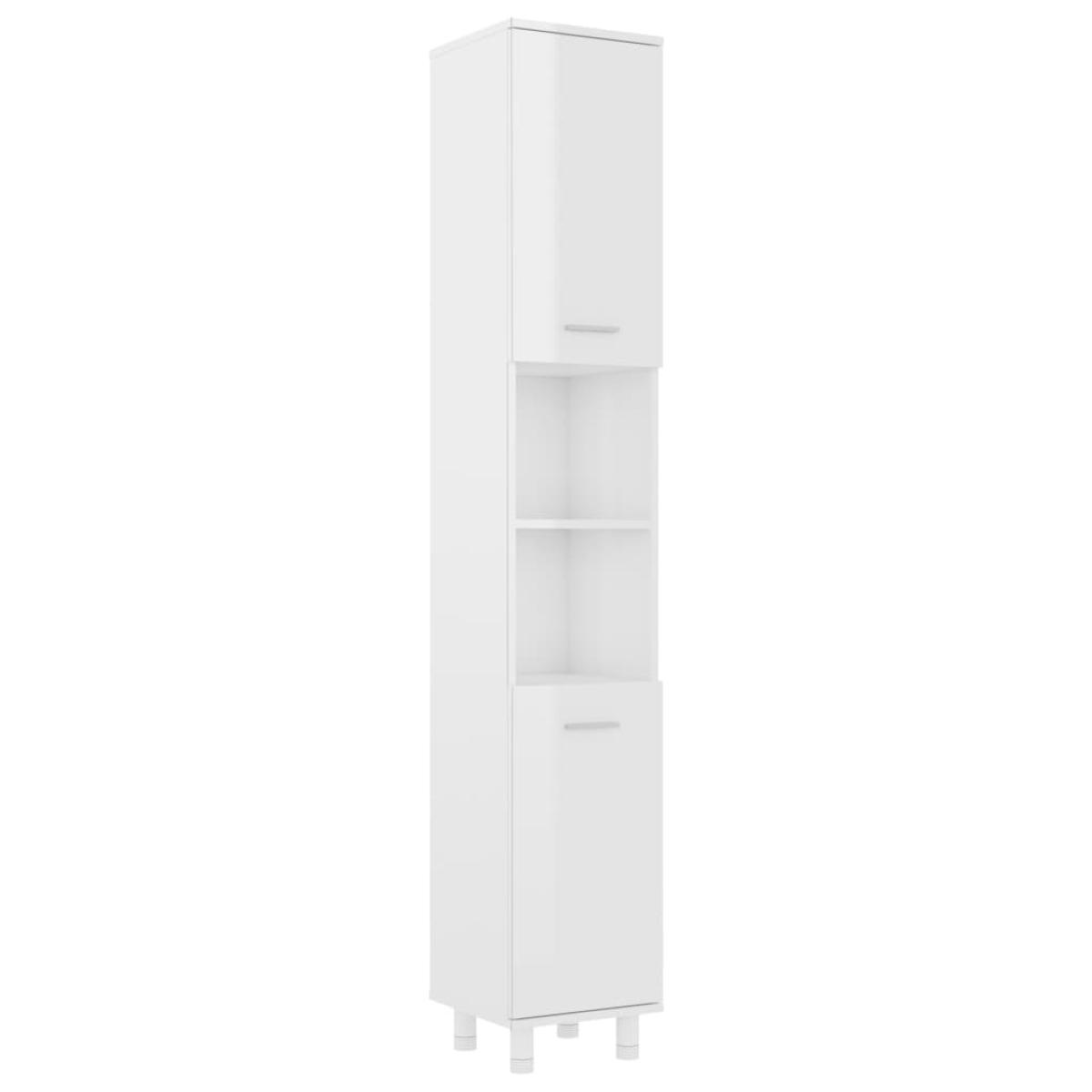 Armario de baño madera contrachapada blanco brillo 30x30x179 cm