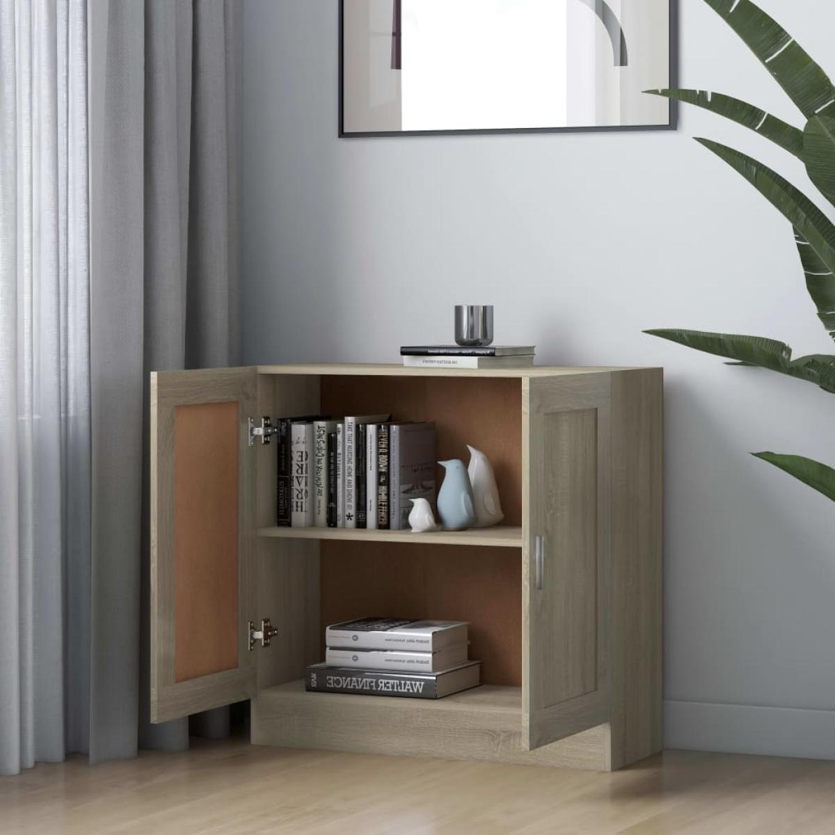 Armario libros madera contrachapada color roble 82,5x30,5x80 cm