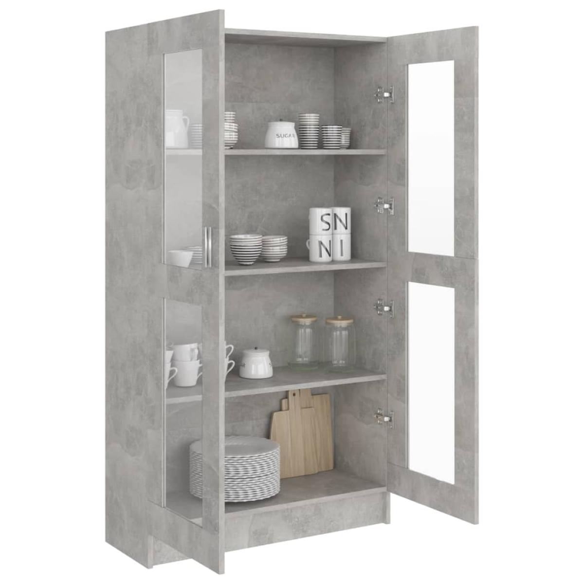 Vitrina de madera contrachapada gris hormigón 82,5x30,5x150cm