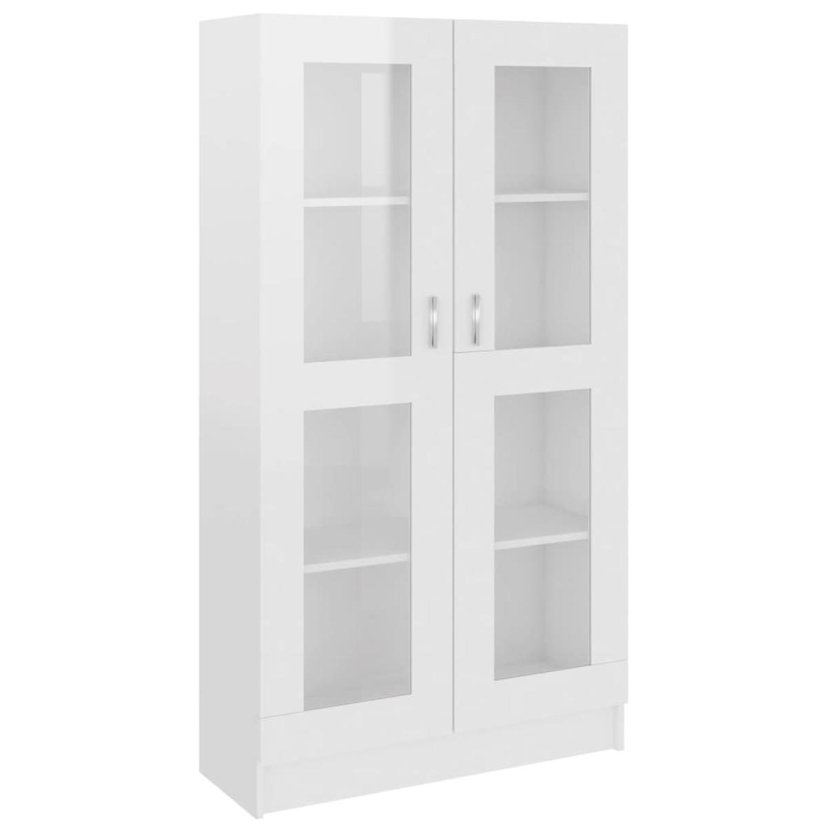 Vitrina de madera contrachapada blanco brillo 82,5x30,5x150 cm