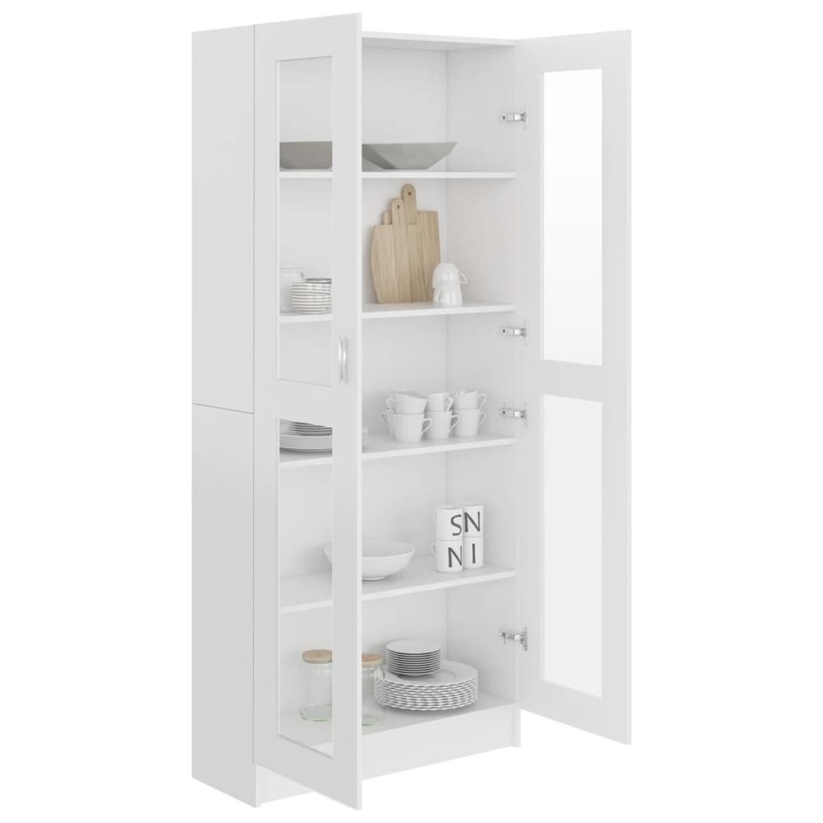 Vitrina de madera contrachapada blanco 82,5x30,5x185,5 cm