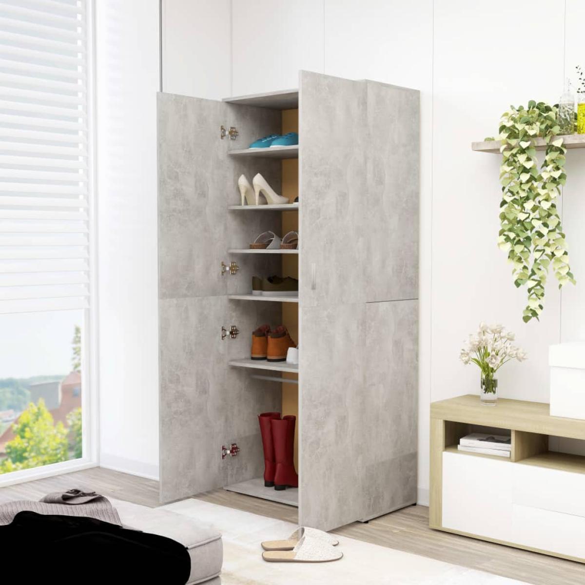 Mueble zapatero contrachapada gris hormigón 80x39x178 cm