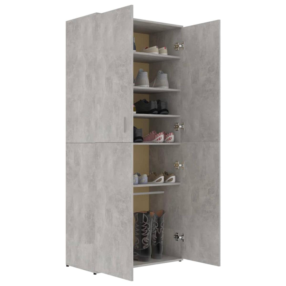 Mueble zapatero contrachapada gris hormigón 80x39x178 cm