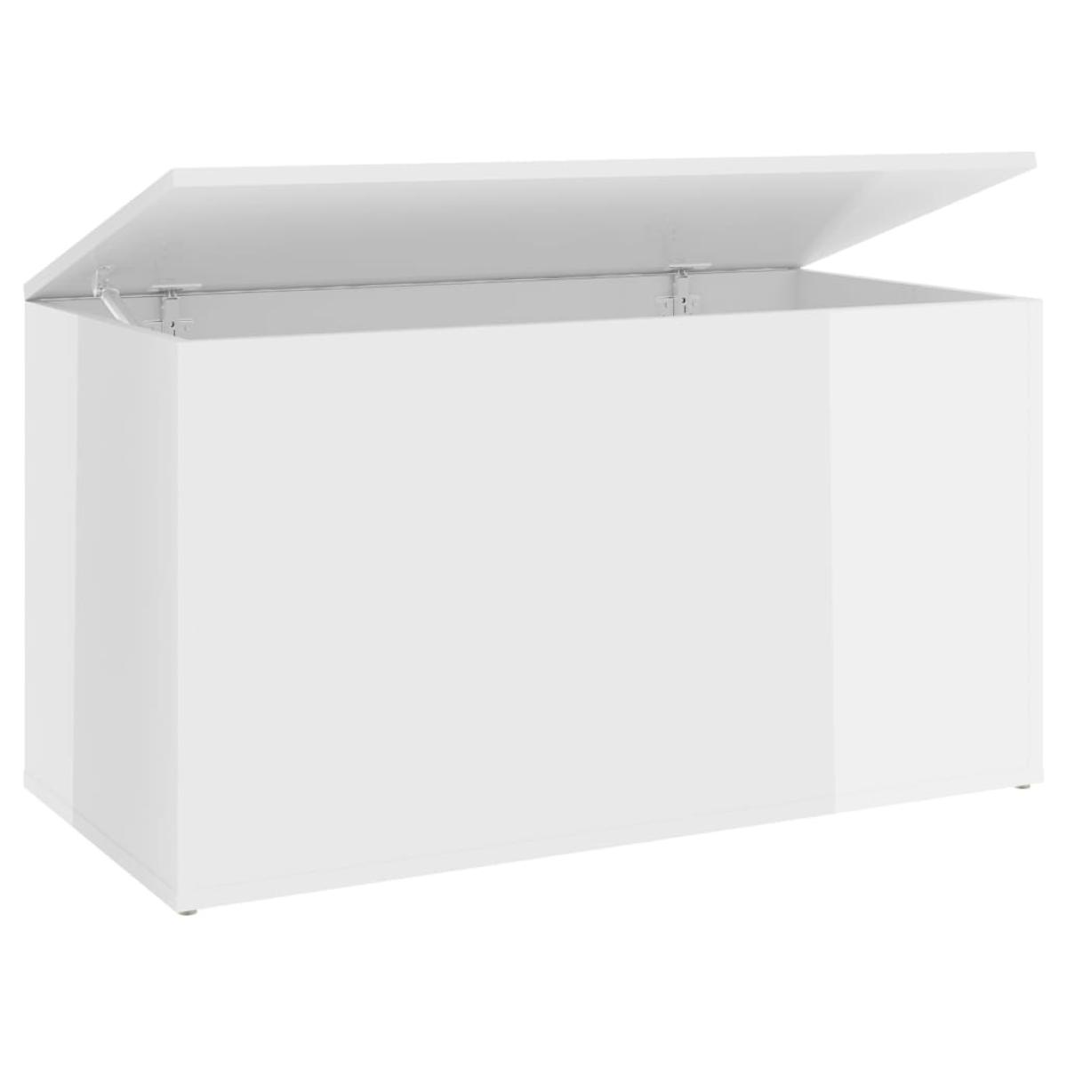 Baúl almacenaje madera contrachapada blanco brillo 84x42x46 cm