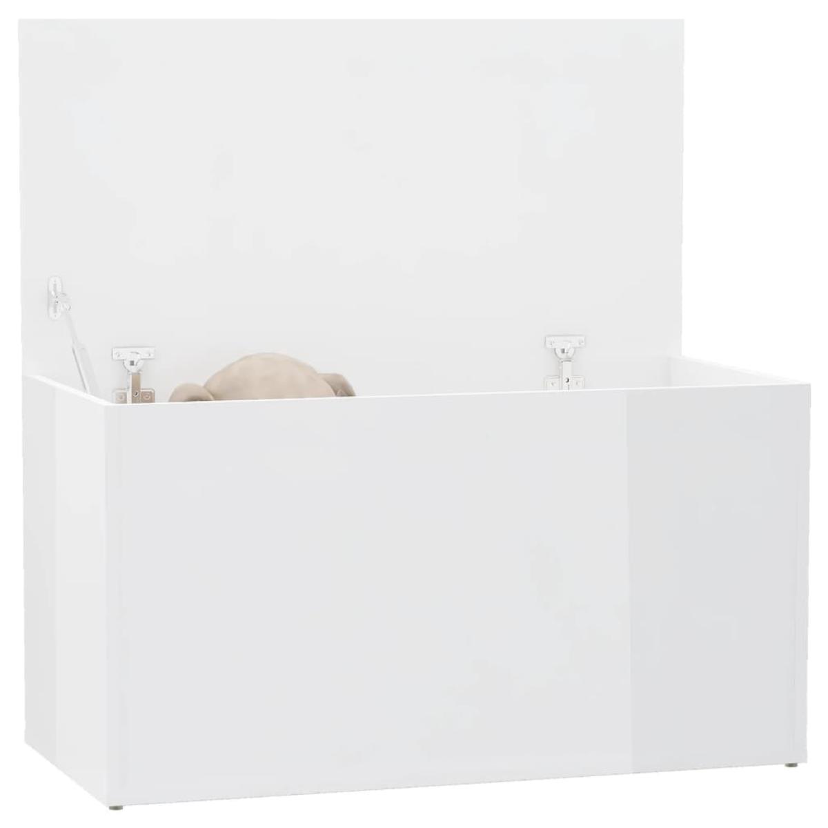 Baúl almacenaje madera contrachapada blanco brillo 84x42x46 cm