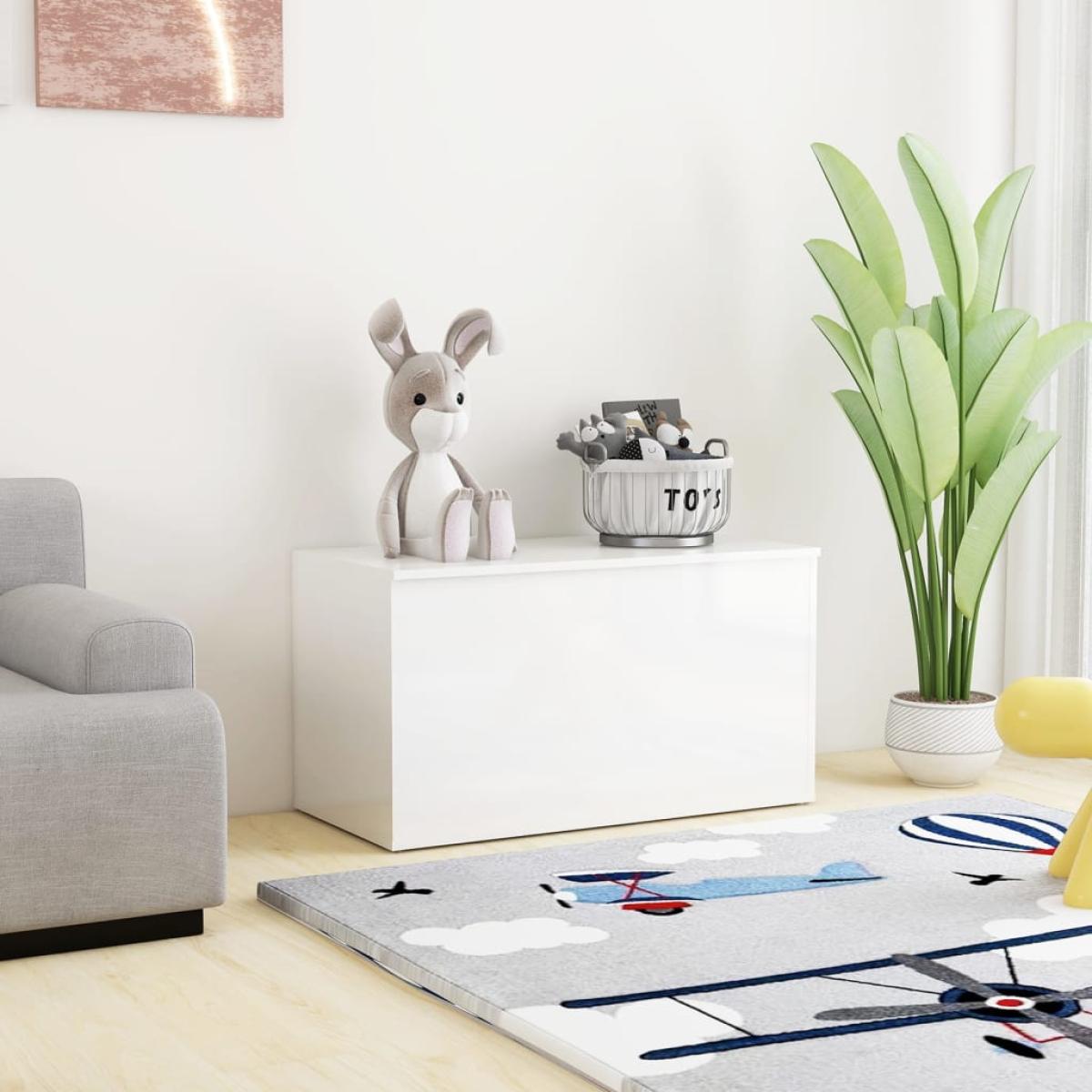 Baúl almacenaje madera contrachapada blanco brillo 84x42x46 cm