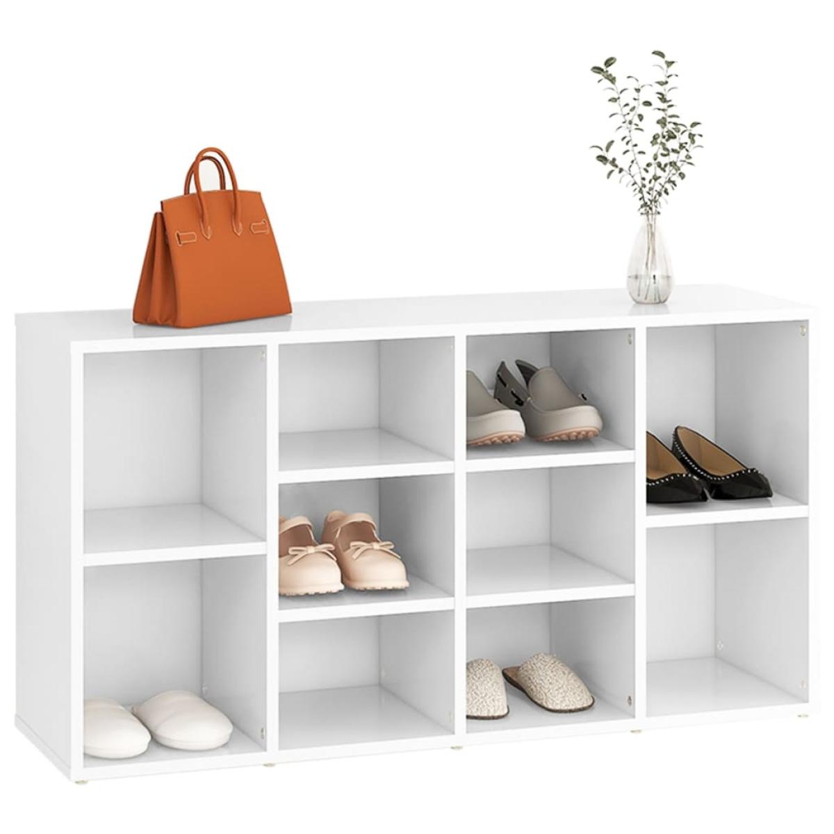 Banco zapatero de madera contrachapada blanco 103x30x54,5 cm