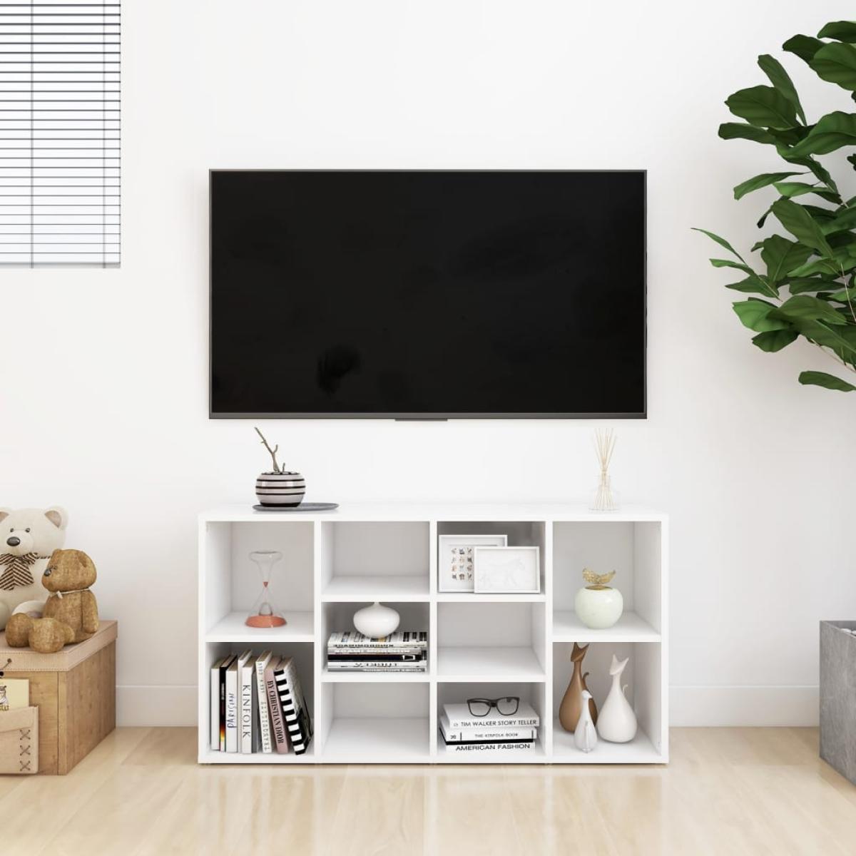 Banco zapatero de madera contrachapada blanco 103x30x54,5 cm