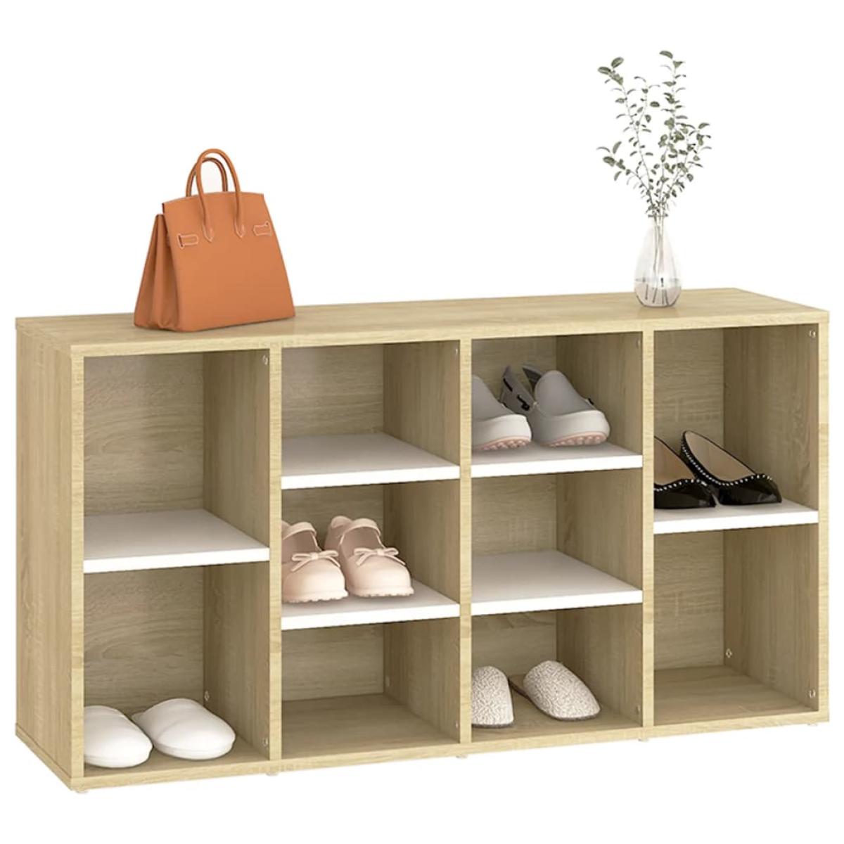 Banco zapatero contrachapada blanco y roble103x30x54,5 cm