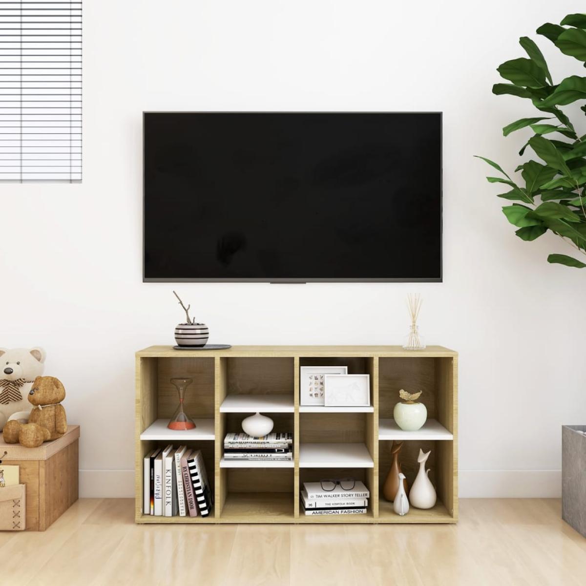 Banco zapatero contrachapada blanco y roble103x30x54,5 cm
