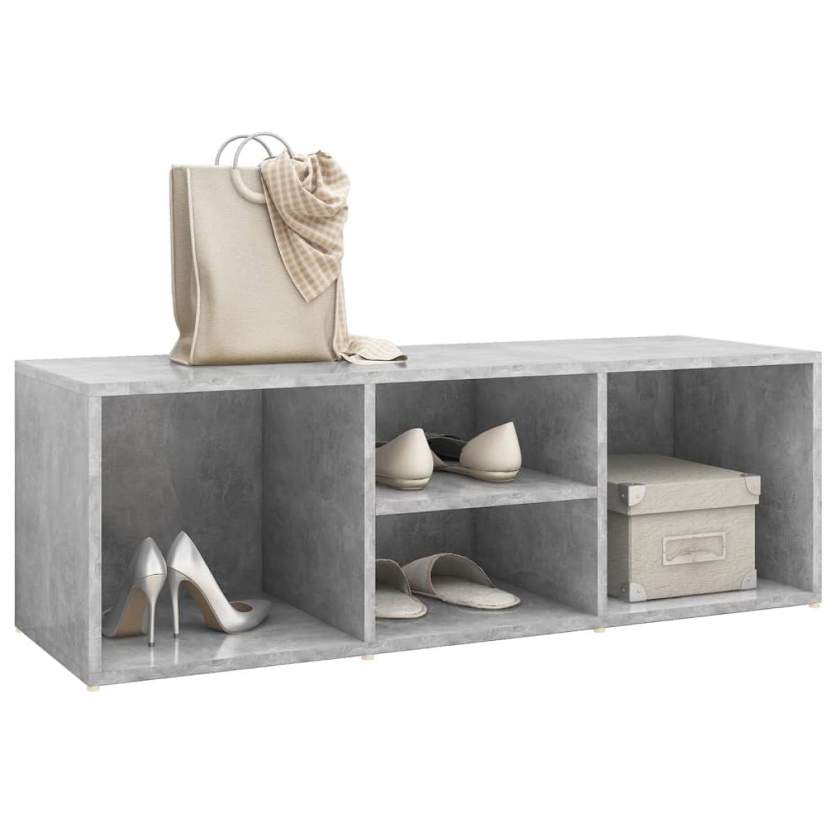Banco zapatero de contrachapada gris hormigón 105x35x35 cm