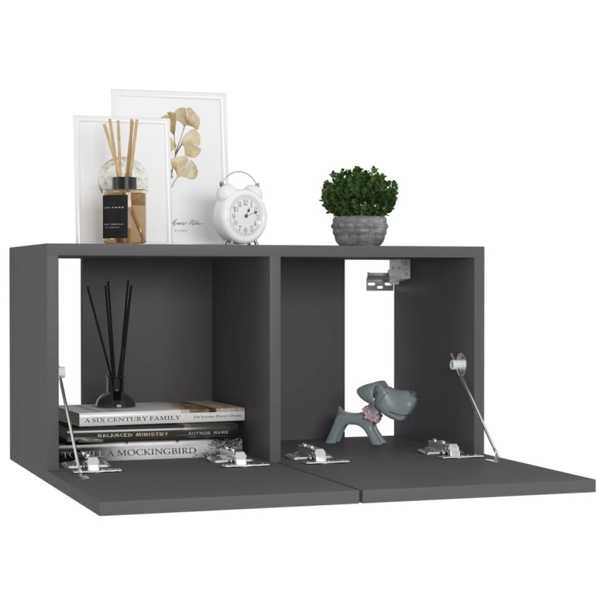Muebles colgantes de TV 2 unidades gris 60x30x30 cm