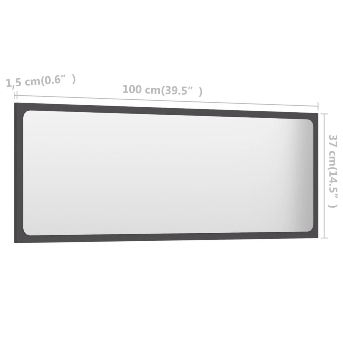 Espejo de baño madera contrachapada gris 100x1,5x37 cm