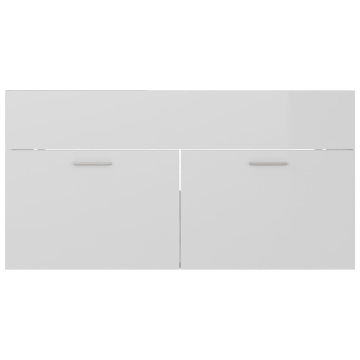 Armario para lavabo contrachapada blanco brillo 90x38,5x46 cm