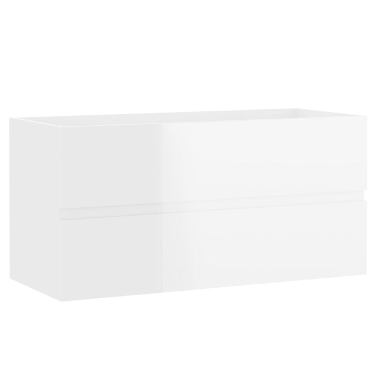 Armario para lavabo aglomerado blanco brillante 90x38,5x45 cm