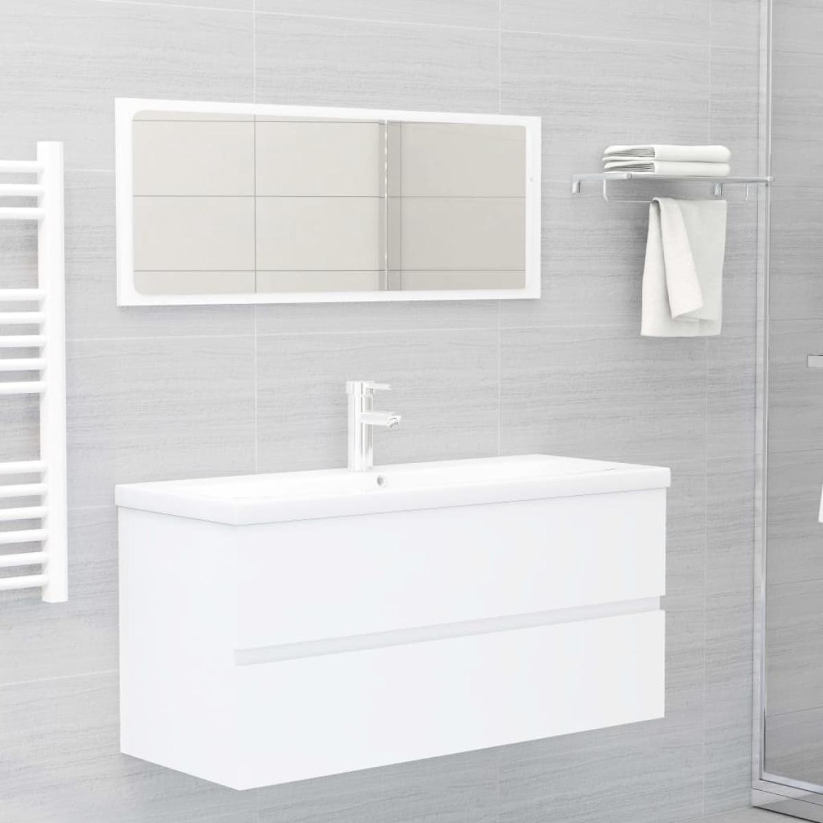 Armario para lavabo madera contrachapada blanco 100x38,5x45 cm