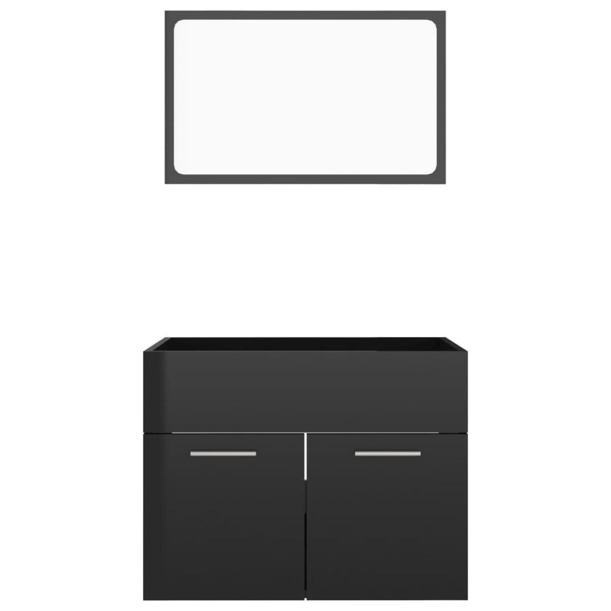 Juego de muebles de baño de 2 piezas aglomerado negro brillante