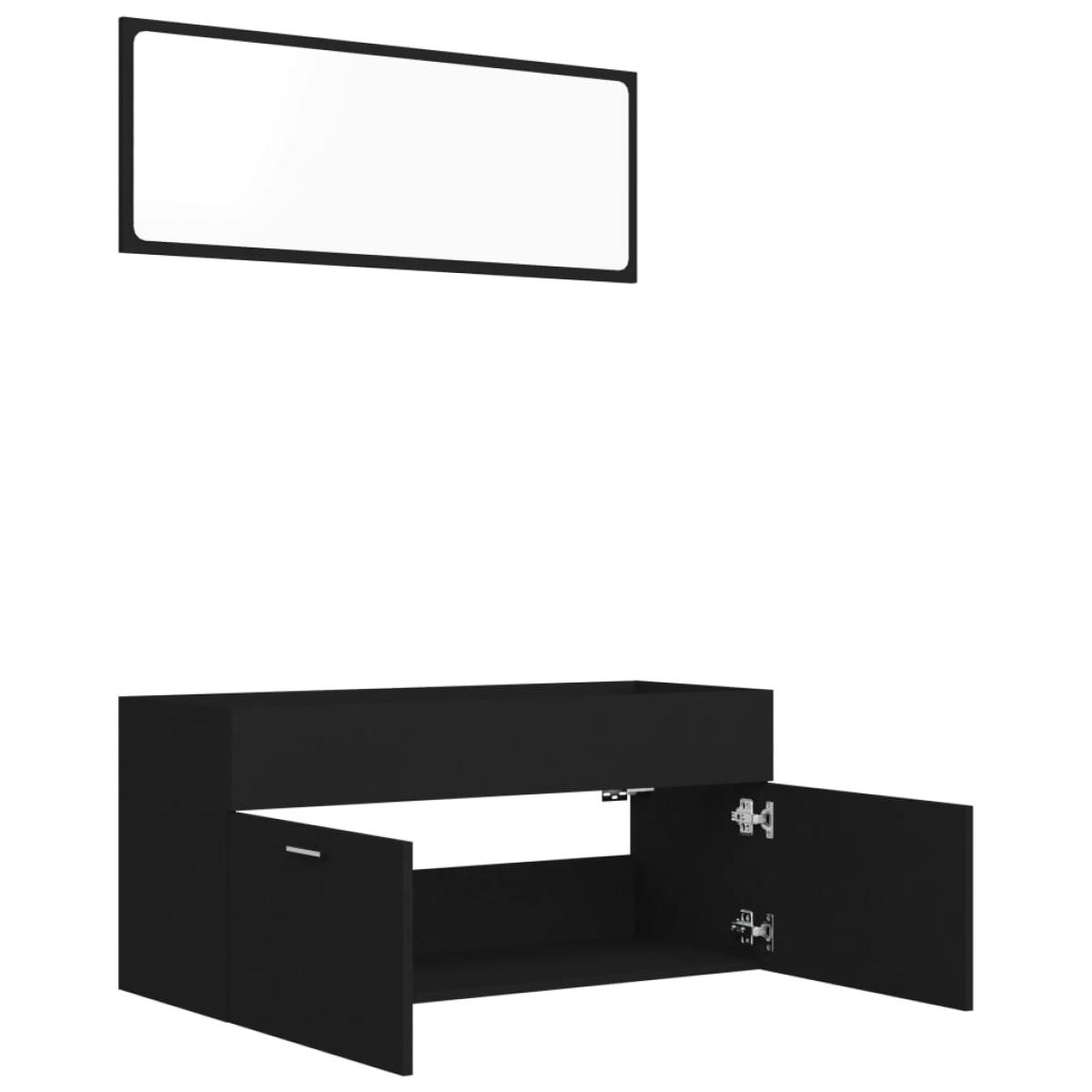 Conjunto de muebles de baño 2 piezas aglomerado negro