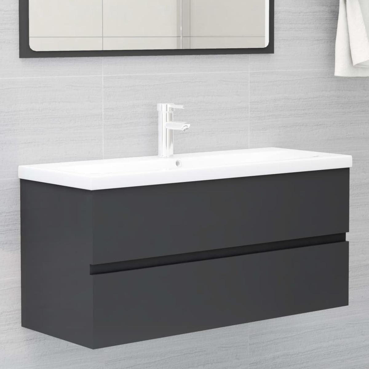 Conjunto de muebles de baño 2 piezas aglomerado gris