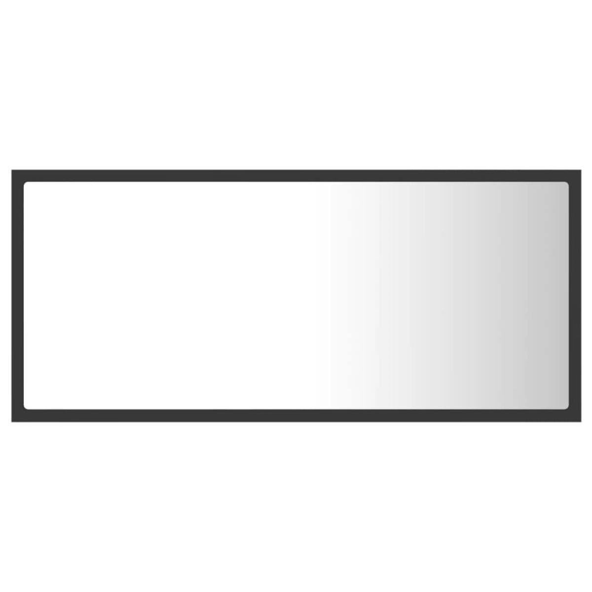 Espejo de baño LED acrílico gris brillo 90x8,5x37 cm