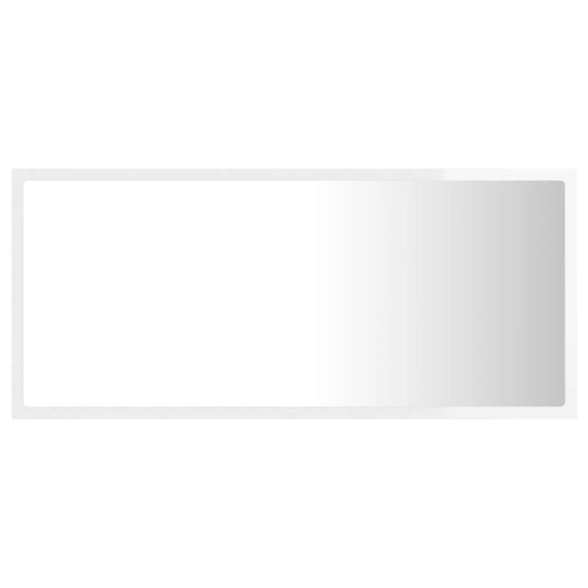 Espejo de baño LED crílico blanco brillo 90x8,5x37 cm