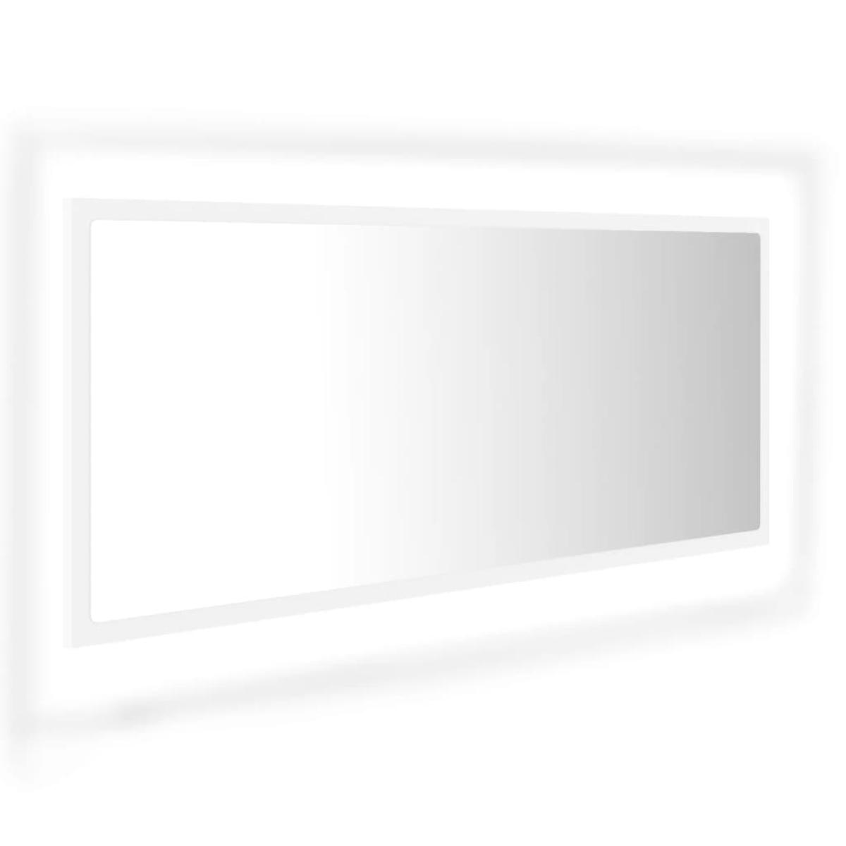Espejo de baño LED acrílico blanco 100x8,5x37 cm