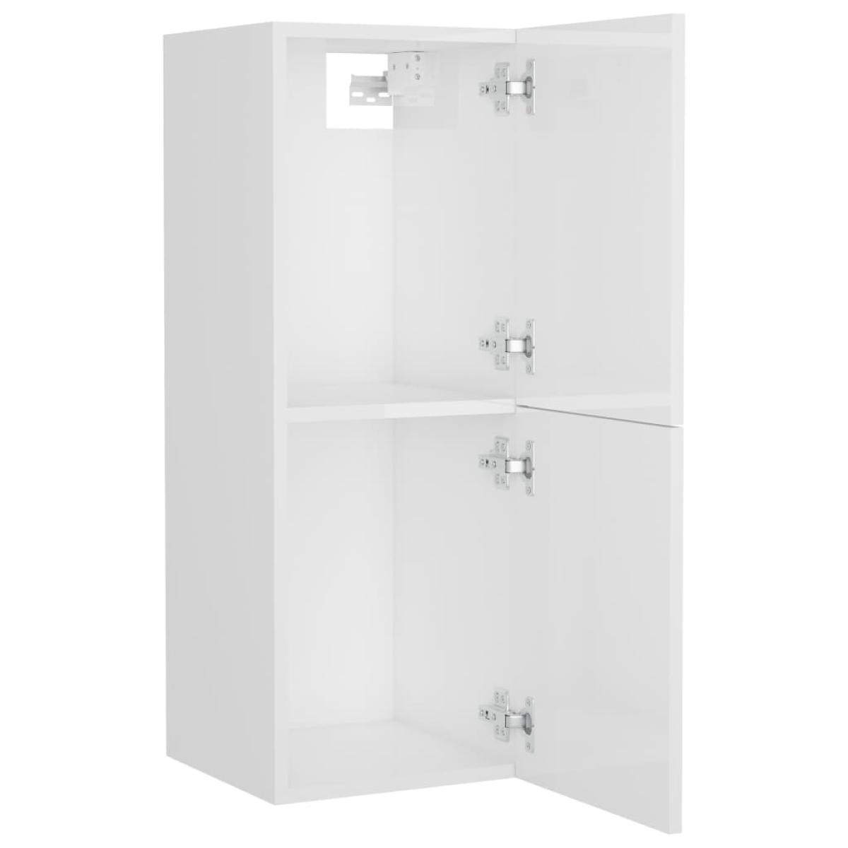 Armario de baño madera contrachapada blanco brillo 30x30x80 cm