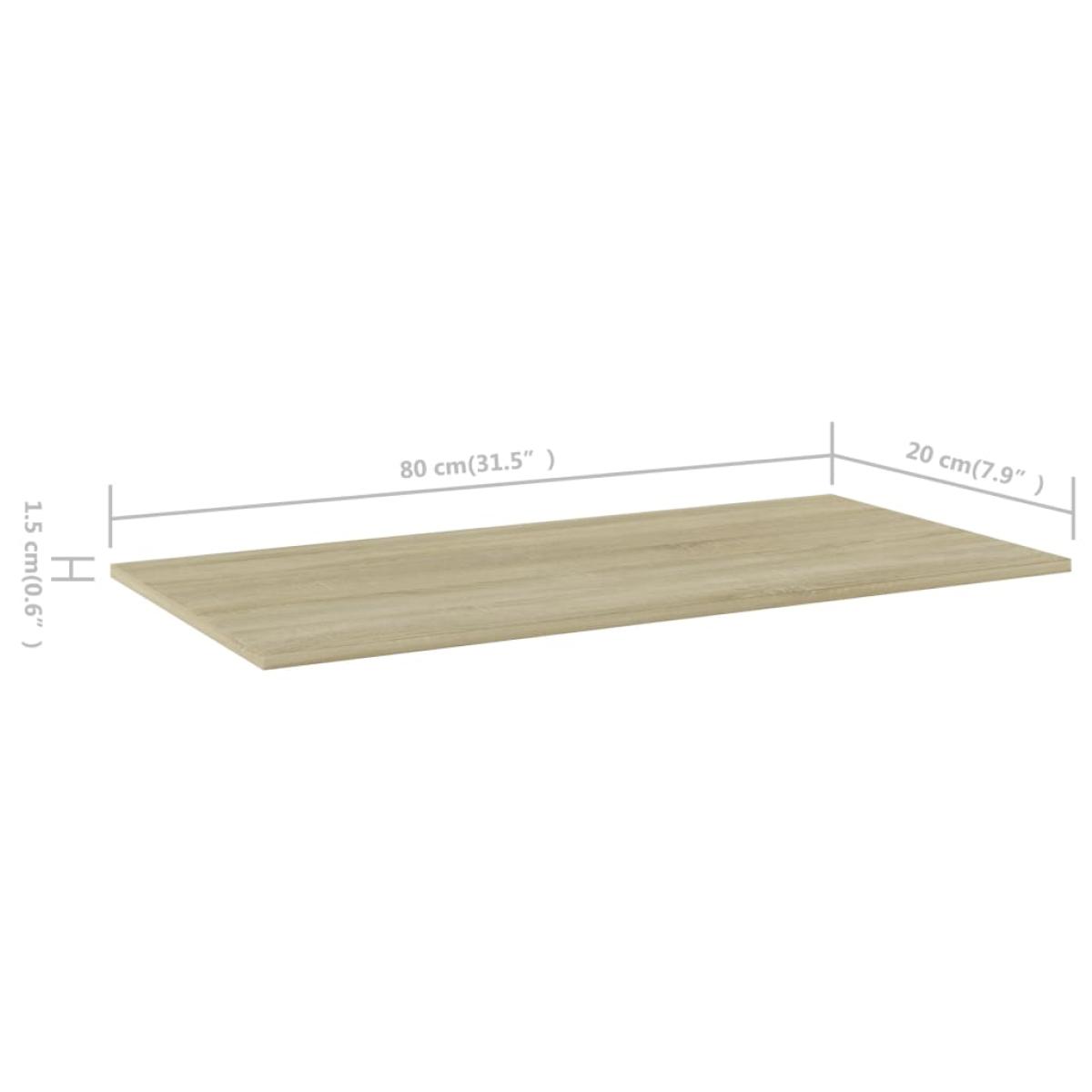 Estantes estantería 4 uds aglomerado roble Sonoma 80x20x1,5 cm