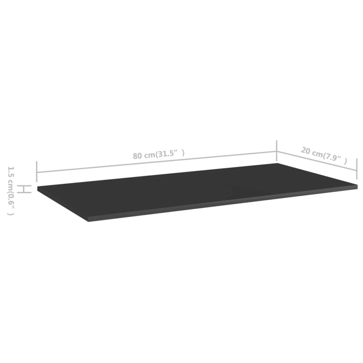 Estantes estantería 4 uds aglomerado negro brillo 80x20x1,5 cm