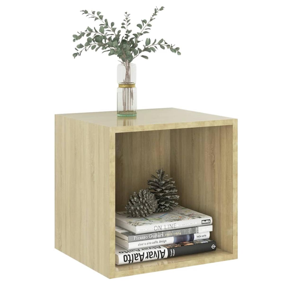 Armario de pared 2 uds madera contrachapada roble 37x37x37 cm