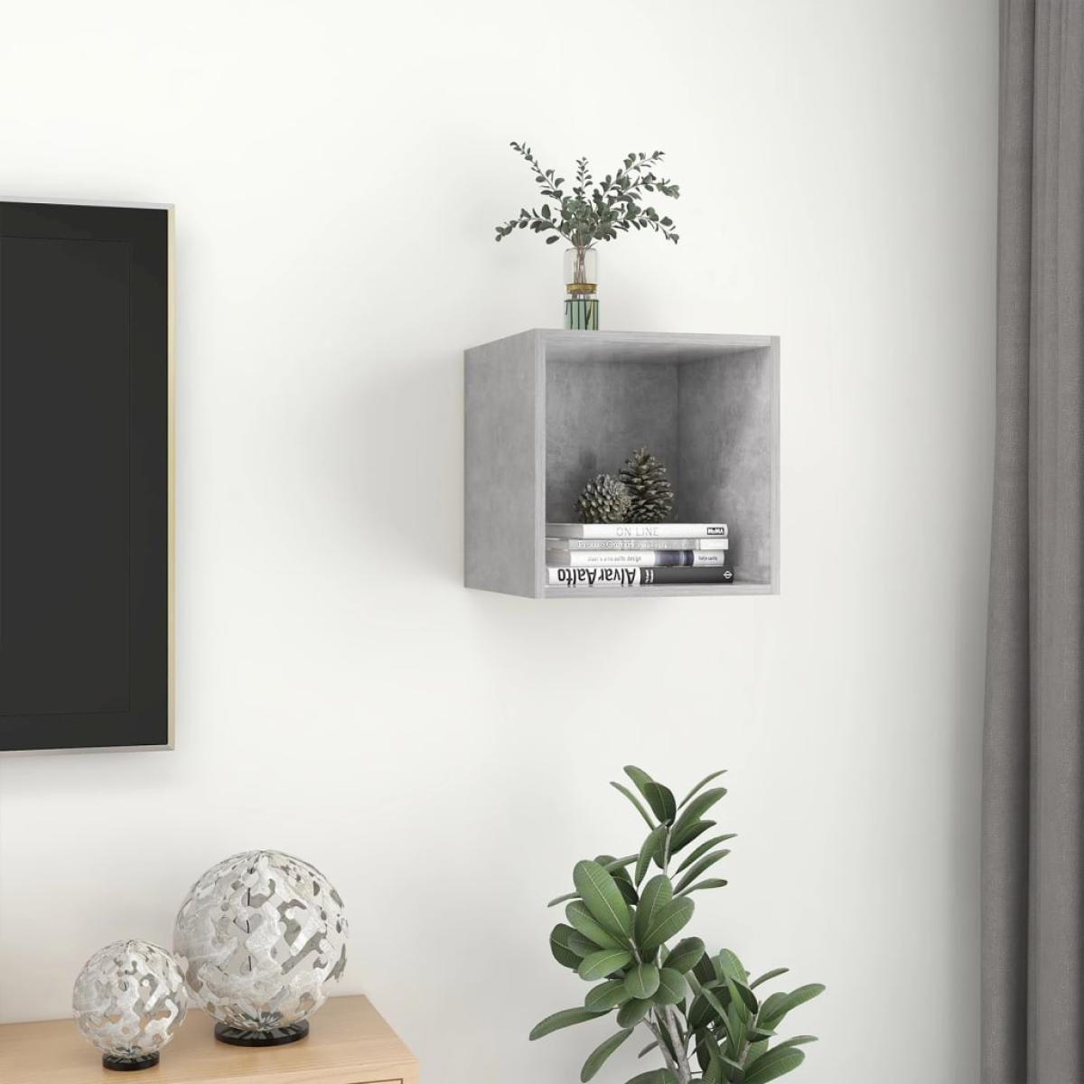 Armario de pared madera contrachapada gris hormigón 37x37x37 cm
