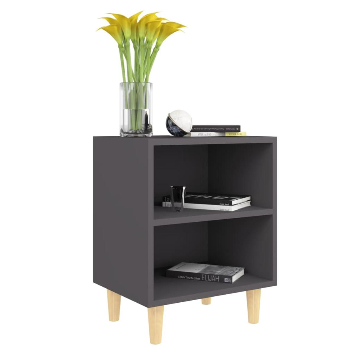 Mesitas de noche patas madera maciza gris 2 uds 40x30x50 cm