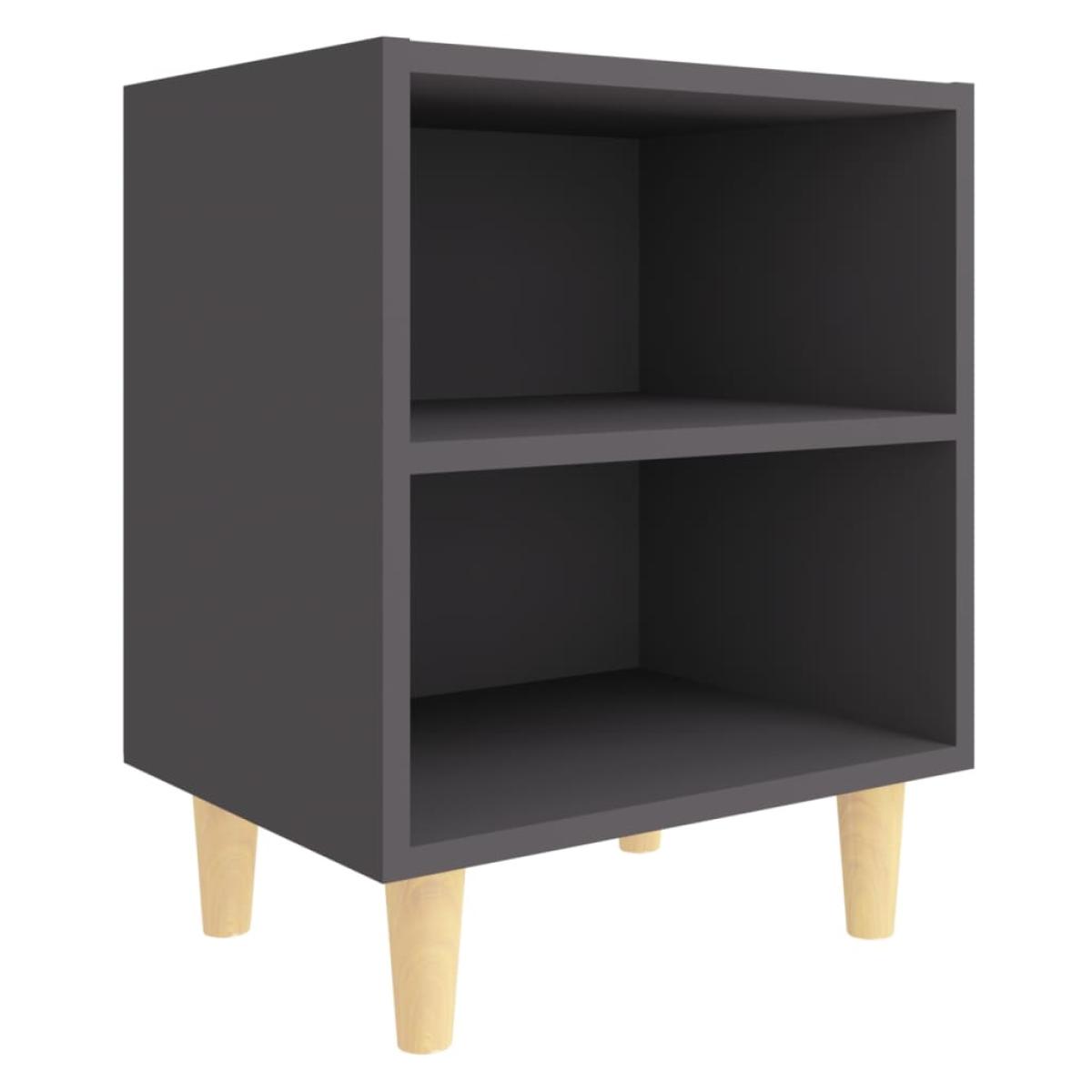 Mesitas de noche patas madera maciza gris 2 uds 40x30x50 cm