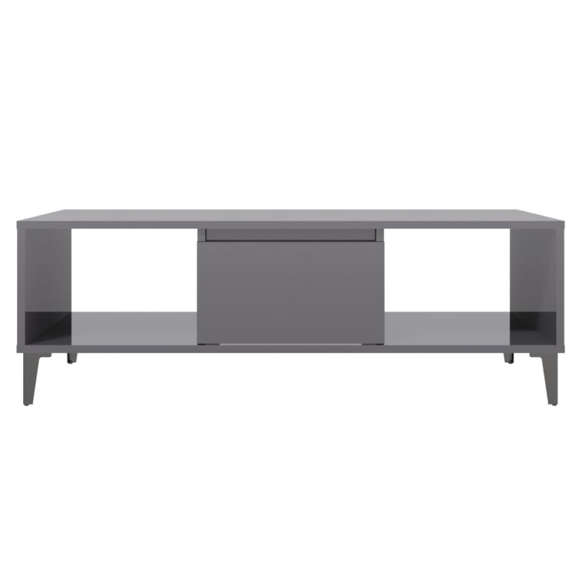 Mesa de centro de aglomerado gris brillante 103,5x60x35 cm