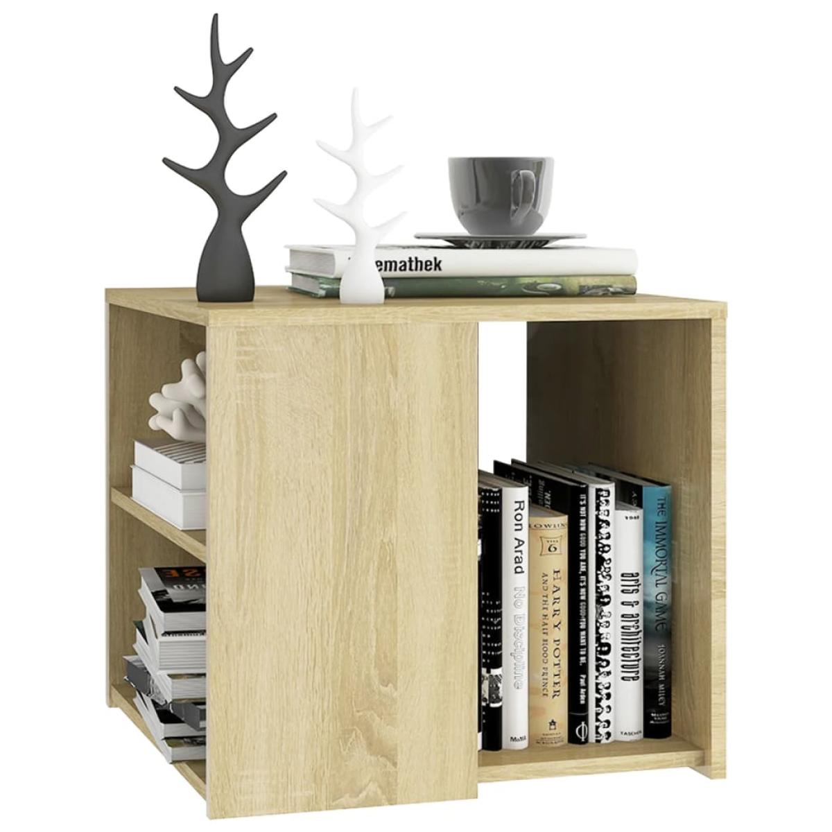 Mesa auxiliar de aglomerado color roble Sonoma 50x50x45 cm