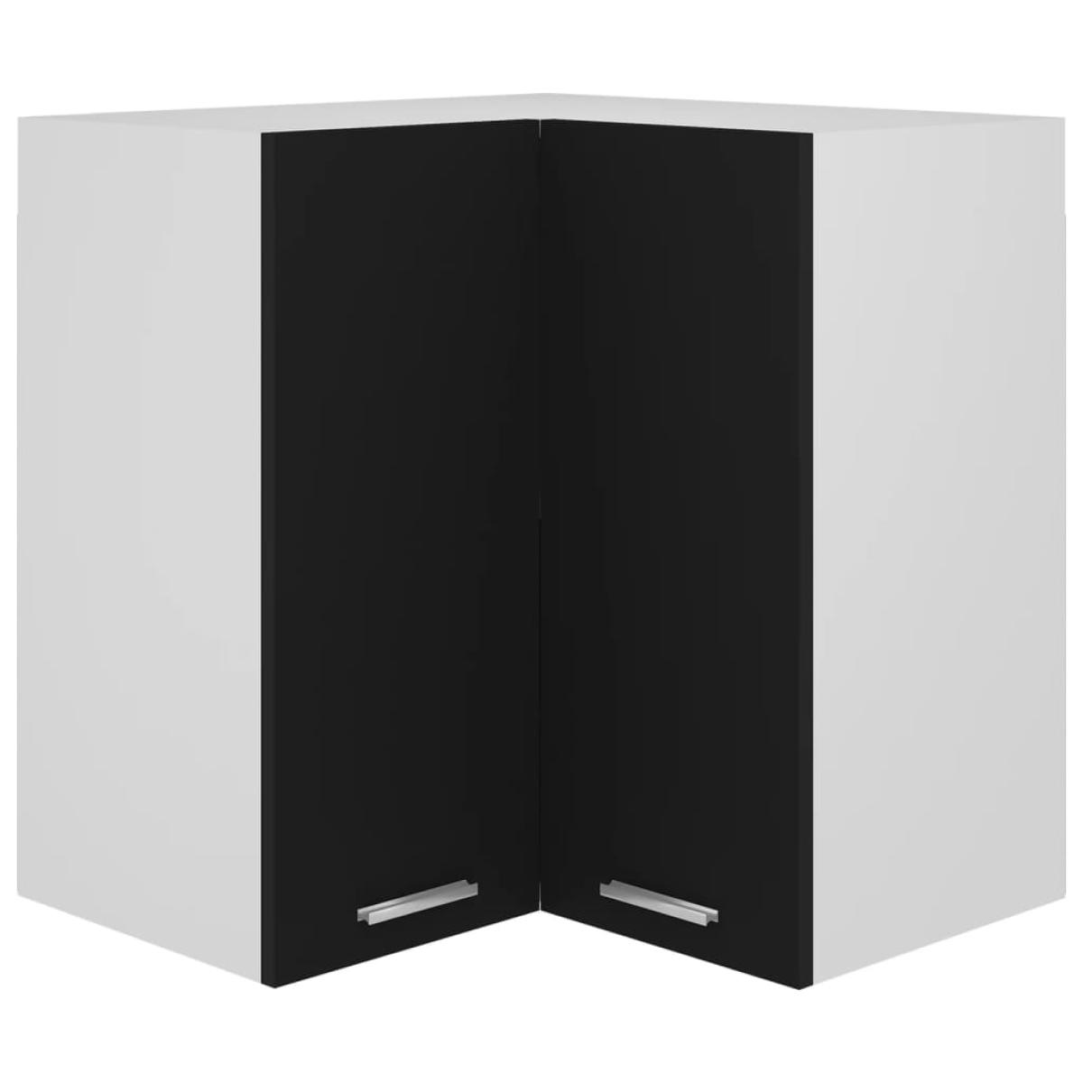 Armario colgante esquina madera contrachapada negro 57x57x60 cm