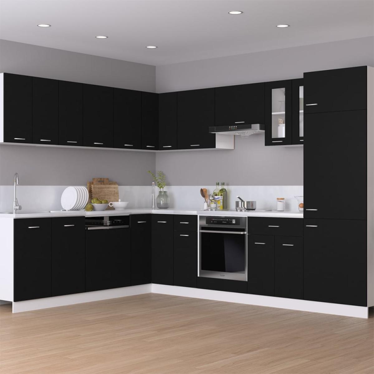 Armario colgante esquina madera contrachapada negro 57x57x60 cm